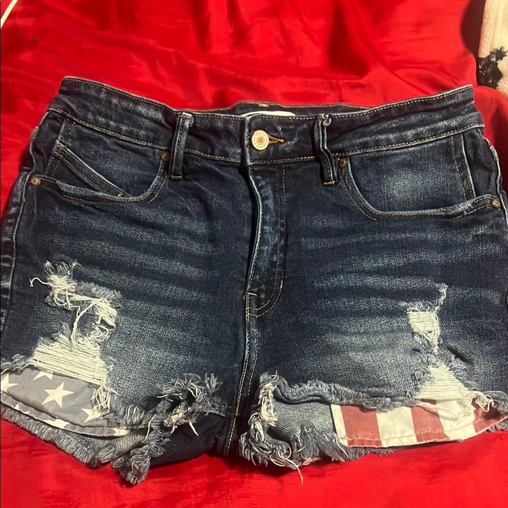 American flag Kancan jean shorts